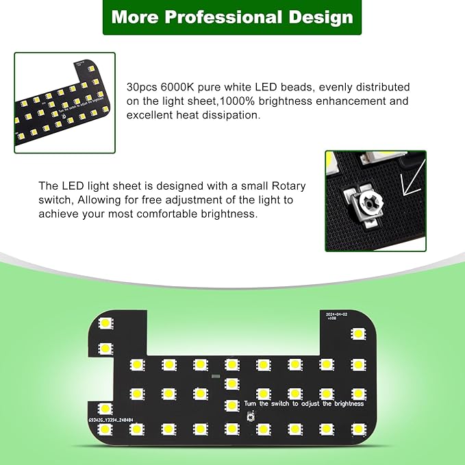 Interior LED light sheet,applicable dome light,Super Bright 6000K Pure White Light,Lights Brightness Can Adjust,Fit Toyota Tacoma(2nd Gen,2005-2015),Camry,Solara,Sequoia,And for Lexus RX330