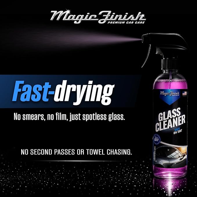 Magic Finish Car Glass Cleaner (16 fl oz) – Ammonia-Free Window Cleaner Spray for Interior & Exterior Auto Glass – Anti-Fog, 