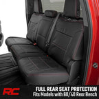 Rough Country Leather Seat Covers for Chevy Silverado 1500 & GMC Sierra 1500 Crew Cab (2019–2026) – Front Buckets & 60/40 Rea
