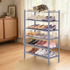 Smiry Bamboo Shoe Rack 6-Tier, Stackable Wooden Shoe Organizer for Entryway & Closet, Free Standing Wood Shoe Storage Shelf f