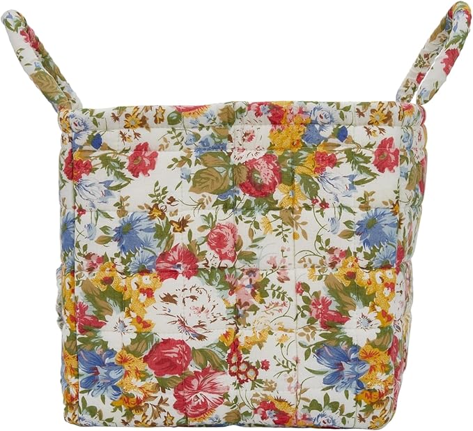 Boho Fabric Storage Basket, Large Capacity Laundry Basket, 12.2'' x 10.23'' x 10.23'' Collapsible Laundry Hamper with Easy Ca