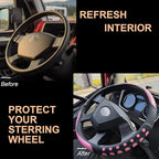 PINCTROT XL Size 17.5-18 in Race Grip Steering Wheel Cover for Semi Truck, Fits RV, Big Rig Trucker, 18 Wheeler and Classic Cars, Anti-Slip Silicone Perforated Design 17.5-18 Inch (Racing Pink)