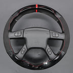 MEWANT Hand Stitched Steering Wheel Cover for Chevy Silverado 1500 2003-2006 Glossy PU Carbon Fiber Suede Steering Wrap