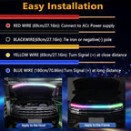 RGB Car Hood Light Strip, 70 Inches Dynamic LED Daytime Running Lights, Multicolor Dynamic Scan Start Up Sequential Turn Signal Lights for Car, Truck, SUV, App Control and Waterproof