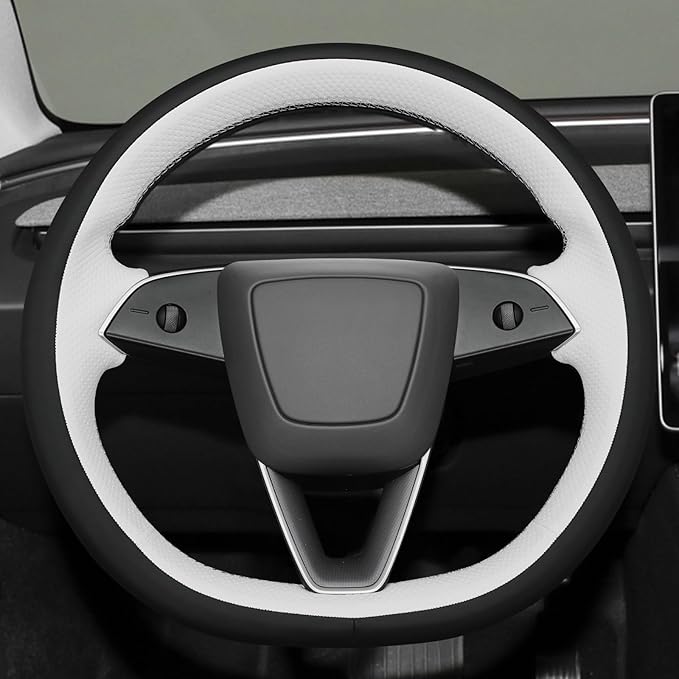 MEWANT DIY Stitching 3D Style Steering Wheel Cover Wrap for Tesla Model 3 Highland 2023-2025/Model Y 2025 Highland for Tesla Model 3/Model Y Accessories(3D Style)