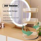 Rotating Makeup Organizer Countertop 3 Tier Lazy Susan Trays Clear Skincare Perfume Storage for Bathroom Counter Vanity, Ambe