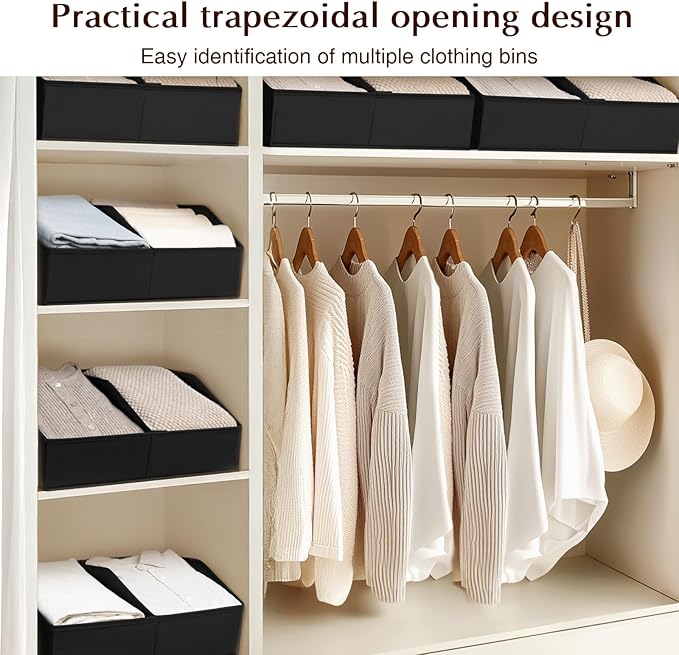 Homsorout Closet Organizers and Storage Bins - 6 Pack Collapsible Divided Trapezoidal Cube Storage Bins Baskets with Orange H