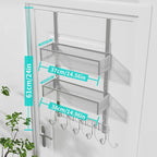 HapiRm Over The Door Hanger with Coat Hooks and 2 Baskets, Rustproof & Waterproof Over The Door Hooks, Storage Organizer for 