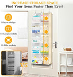 Over The Door Organizer 5 Tiers, Extra Large Behind Door Storage of 10 Compartments, 80 lbs Weight Capacity Hanging Storage O