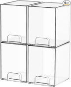 Yieach 7.6" H Baby Bottle Organizer for Cabinet,4 Pack BPA FREE Bottle Storage Organizer Baby,Clear Stackable Storage Drawers