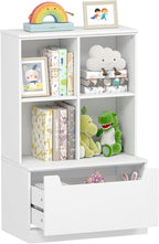 UTEX Kids Bookshelf and Toy Storage Organizer, Toddlers Bookcase with Cubbies, Adjustable Wood Shelf with Drawer for Bedroom,
