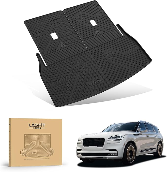 LASFIT Trunk Mat & Backrest Mats for Lincoln Aviator 2026 2025 2024 2023 2022 2021 2020, All Weather TPE Custom Fit Cargo Liner for Aviator Cargo Mat 2020-2026, Black, Easy to Clean