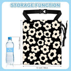 Black Flower Car Trash Bag - Waterproof Car Trash Bag Hanging Leakproof Car Garbage Bag - Washable Reusable Trash Bag for Car Interior Hanging Organizer Storage Vehicle Travelling Camping