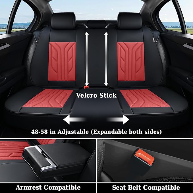 Coverado Car Seat Covers Full Set, Automotive Seat Covers Car Seat Protector Car Seat Cushion, Waterproof Leather Seat Covers
