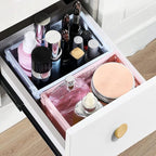 Plastic Baskets for Desk Organizing, Drawer Organizer, 2 Medium+2 Small Durable Folding Storage Crate for Home Kitchen Classr