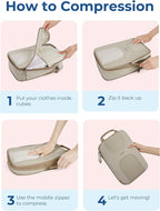 BAGSMART Compression Packing Cubes, 6 Set Packing Cubes for Suitcases, Lightweight Suitcases Organizers Bag Set & Compression