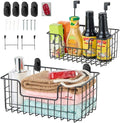 JUNCHU CHERRY Wire Storage Basket 2 Packs, Wall Mounted Kitchen Bathroom, Hanging Cabinet Door Storage Basket, no Drilling, S