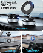 Magnetic Suction Cup Phone Mount for Magsafe, 360° Adjustable Magnetic Car Phone Holder, Pocket Size Foldable Car Mount, Phone Holders for Your Car for iPhone 17 16 15 14 13 12 Series,Silver