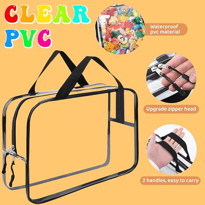 8 Packs XL Toy Storage Bags, Reusable Clear PVC Board Game Storage, Toy Storage Organizer Bags with Zipper for Building Block