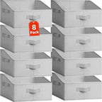 Criusia Closet Organizers Bins 8 Pack - Large Closet Shelf Organizer with Handles - Fabric Trapezoid Home Organization and St