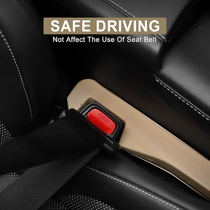 UREHEPO 2pcs Elastic Car Seat Gap Filler Organizer, Universal Interior Car Accessories to Stop Things from Dropping and Add Style for Car SUV and Truck, Fill The Gap Between Seat and Console - Beige