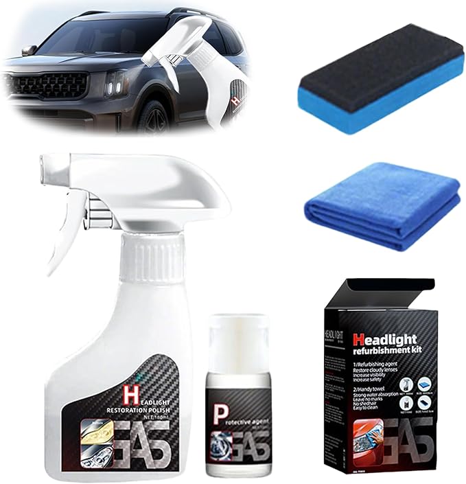 Automotive Headlamp Restoration Fluid Kit, 2025 New Headlight Restoration Kit, Multifunctional Car Headlight Polishing Repair