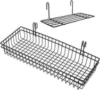 2pcs Metal Wire Wall Mount Baskets Grid Wall Storage Basket for Office Kitchen Bathroom