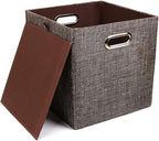 Posprica Storage Bins Cube Containers Boxes,Thick and Heavy Duty Fabric Drawers, 11×11 inch- Set of 4,Brown