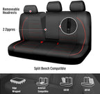 CAR PASS Leather Back Seat Cover,Piping Waterproof Bench Seat Cover, Rear Seat Cover Universal Fit for Cars Sedans SUVs Truck 95% Automotive Interior Backseat Car Covers (Rear,Black and Red)