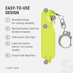 Sabre Safe Escape™ 3-in-1 Car Escape Tool for Car Safety with Spring-Loaded Window Breaker, No Swing Required, Seat Belt Cutt