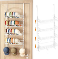 Over Door Hat Organizer 5 Tier Wall Mounted Hat Rack with 4 Adjustable Metal Basket and 3 Hooks Hat Organizer for Baseball ca