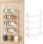 Over Door Hat Organizer 5 Tier Wall Mounted Hat Rack with 4 Adjustable Metal Basket and 3 Hooks Hat Organizer for Baseball ca