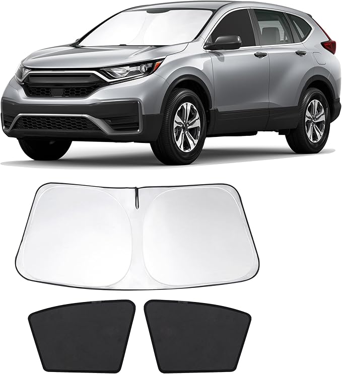 3PCS Car Window Shades Front Windshield Sun Shade Foldable Window Shade Custom Fit for 2017-2022 Honda CRV Accessories Car Shades for Front Windows Anti-UV Rays Block Heat