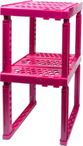 Locker Organizer Shelf， Adjustable Width and Height, Ideal Locker for School, Office, and Gym Lockers (Magenta 2 Pack)