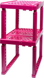 Locker Organizer Shelf， Adjustable Width and Height, Ideal Locker for School, Office, and Gym Lockers (Magenta 2 Pack)