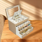 BOOVO Jewelry Boxes for Women, White and Black 6 Layer Large Jewelry Box for Necklace, Bracelet, Earrings, Rings Storage, Jew