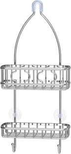 Simple Houseware Bathroom Hanging Shower Head Caddy Organizer, Chrome (22 x 10.2 x 4.2 inches)