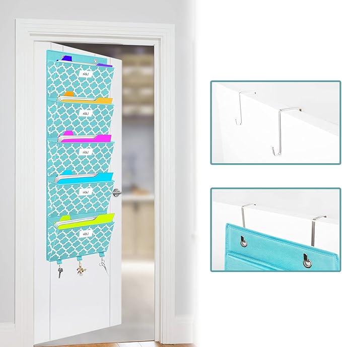 Over the Door File Organizer, Hanging File Folders, Wall Organizers and Storage for Mail, Magazine, Notebooks, Planners, Offi