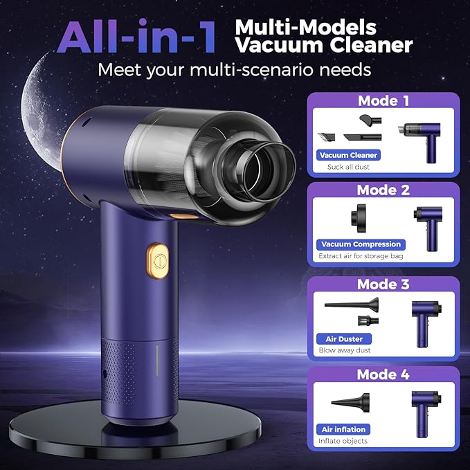 Handheld Car Vacuum Portable Cordless,18000PA High Power Vacuum Cleaner with Brushless Motor.7 in 1 Mini Hand Held Vacuum Rec