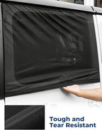 JOYTUTUS Rear Wrangler Side Window Sun Shade Camping Window Insect Screen Compatible with 2007-2026 Wrangler JK JL 4 Doors Gladiator JT, Car Window Covers for Privacy Blackout 2 Pcs