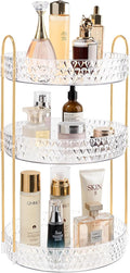 Rotating Makeup Organizer for Vanity, 3 Tier Perfume Skincare Storage for Women, Bathroom Counter Organizer, 360 Spinning Cos