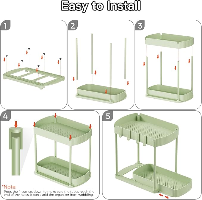 Ukeetap 2 Pack Multi-Purpose Pull-Out Storage Organizers, Under Sink Organizers and Storage for Bathroom & Kitchen, Under Cab