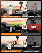 1Zero for Magsafe Car Phone Mount 14-Inch Gooseneck Long Arm Extension, Universal Windshield Dashboard Industrial-Strength Suction Cup Car Phone Holder with Strong Magnets (2026 Upgraded for Magsafe)