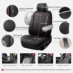 CAR PASS Luxury PU Leather Two Front Car Seat Covers, Waterproof Seat Covers Compatible with Front Seat Armrests, Airbag Comp