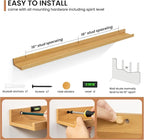 Fun Memories Picture Ledge Shelves Set of 2, 48 Inch Rustic Wall Mounted Floating Shelves with Lip for Home Storage and Décor