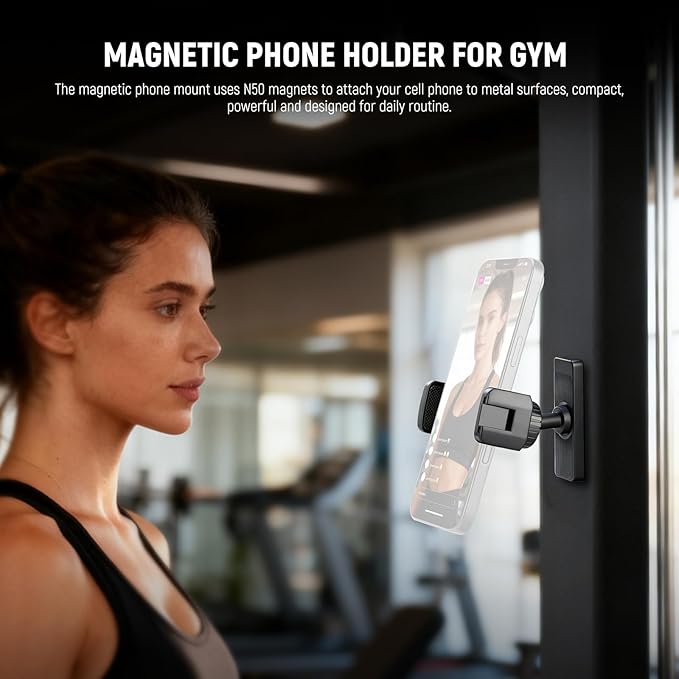 NEEWER Magnetic Phone Holder Mount Stand, Home Gym Workout Forklift Decor Stuff Essential Accessories Gear Compatible with iPhone Android Samsung for Women Men Girl Boy Video Recording, PA119