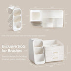 HBlife Makeup Organizer with Brush Holder for Vanity, Large Plastic Bathroom Countertop Organizer Skin Care Storage, Easy to 