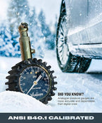 Vondior Tire Pressure Gauge (0-100 PSI) Certified ANSI Accurate with Large 2 Inch Easy to Read Glow Dial, Low - High Air Pressure Gauge. Tire Gauge for Car and Trucks Tires