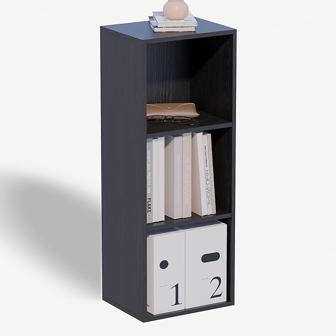 Book Shelf, 3-Tier Bookcase, Wooden Open Cube Storage Organize, 9.3 x 11.8 x 31.4 inches Bookshelf for Living Room, Bedroom, 