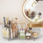 Rotating Makeup Organizer for Vanity with Brush Holder, Cosmetic Makeup Storage Organizer, Large Spinning Makeup Skincare Org